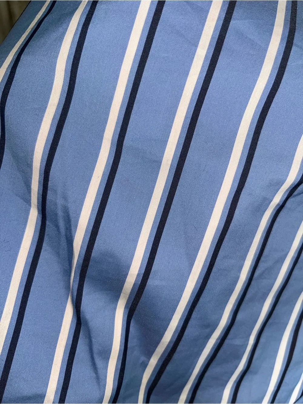 White House Black Market Blue Stripe Bell Sleeve Cotton Stretch Top Size 0 - Picture 5 of 8
